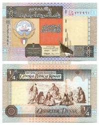 Банкнота 1\4 динара 1994гг Кувейт
