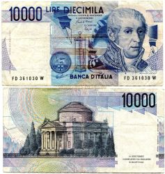 Банкнота 10000  лир 1984 года. Италия