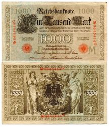 Банкнота 1000 марок 1910 года Германия