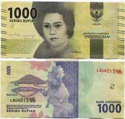Банкнота 1000 рупий 2016 года. Индонезия