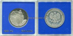 Монета серебряная 100 злотых 1977 года. Королевский замок в Кракове