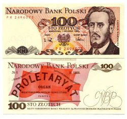Банкнота 100 злотых 1988 года Польша