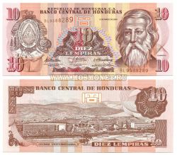 Банкнота 10 лемпир 2006-14гг год Гондурас