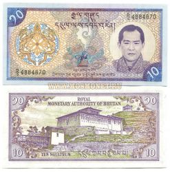 Банкнота 10 нгултрум 2000 год Бутан.