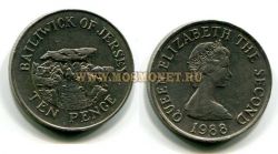 Монета 10 пенсов 1988 года. Джерси (Остров)