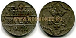 Монета 10 пфеннингов 1923 года. Данциг (Польша)