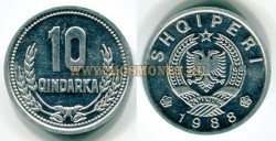 Монета 10 киндаров 1988 год Албания.