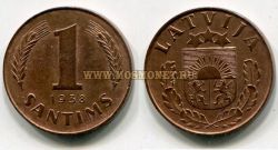 Монета 1 сантим 1938 года. Латвия.
