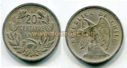 Монета 20 центаво 1924 год год Чили.