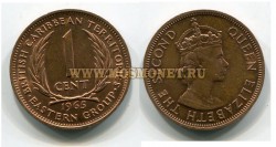 Монета 1 цент 1965 год Англия