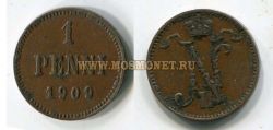 Монета 1 пенни 1909 года Россия-Финляндия. Император Николай II