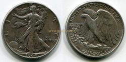 Монета серебряная 1/2 доллара 1944 года США