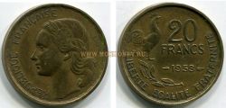 Монета 20 франков 1953 года. Франция