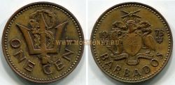 Монета 1 цент 1973 года. Барбадос