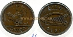 Монета 1 пенни 1950 года. Ирландия