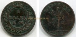Монета медная 1 далер 1718 года. Швеция