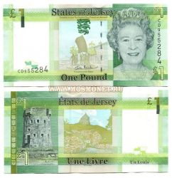 Банкнота 1 фунт 2010 год Джерси