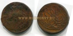 Монета медная копейка 1758 года. Императрица Елизавета Петровна