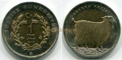 Монета 1 лира 2015 года  "Ангорская коза". Турция