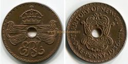 Монета 1 пенни 1936 года. Новая Гвинея
