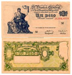 Банкнота 1 песо 1947 года Аргентина