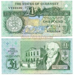 Банкнота 1 фунт 1991 год Гернси