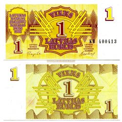 Банкнота 1 рублис 1992 года Латвия