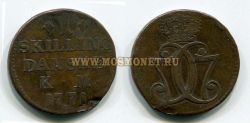 Монета 1 шиллинг 1771 года Дания