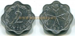 Монета 2 милс 1972 год Мальта