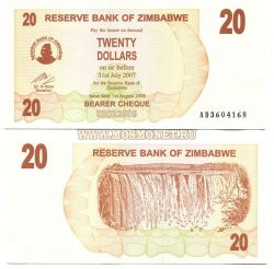 Банкнота 20 долларов 2006 года Зимбабве
