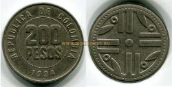 Монета 200 песо 1994 года. Колумбия
