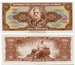 Банкнота 20 крузейро 1955-61 года. Бразилия