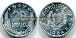 Монета 20 киндаров 1964 год Албания.