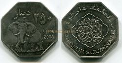Монета 250 динаров 2008 года. Судан(Султанат Дарфур)
