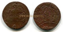 Монета медная 2 копейки 1763 года. Императрица Екатерина II