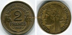 Монета 2 франка 1932 года. Франция