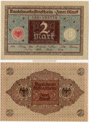 Банкнота 2 марки 1920 года. Германия