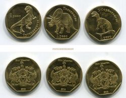 Набор из 3-х монет 1 песо 2018 года "Динозавры". Синт-Мартен (Нидерланды)