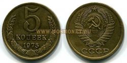Монета медная 5 копеек 1975 год СССР