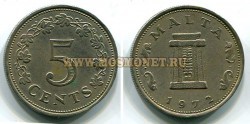 Монета 5 центов 1972 год Мальта