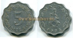 Монета 5 милс 1972 год Мальта