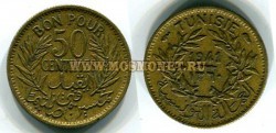 Монета 50 сантим 1941 год Тунис.