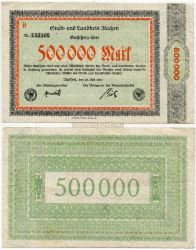 Банкнота (гросгельд) 500 000 марок 1923 года. Веймарская республика (Германия)