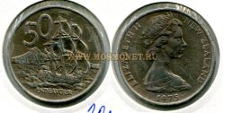 Монета 50 центов 1975 года. Новая Зеландия