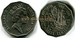 Монета 50 центов 1988 года. Австралия.