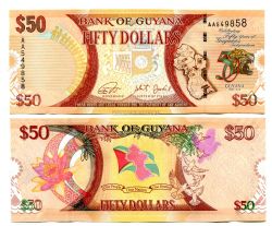 Банкнота 50 долларов 1966-2016 г.г. Гайана