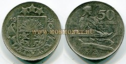 Монета 50 сантимов 1922 года Латвия