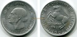 Монета (нотгельд) 50 миллионов марок 1923 года. Германия (Вестфалия)