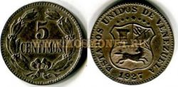 Монета 5 сентим 1927 года. Венесуэла.