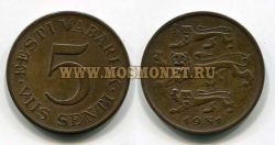 Монета 5 центов 1931 года Эстония